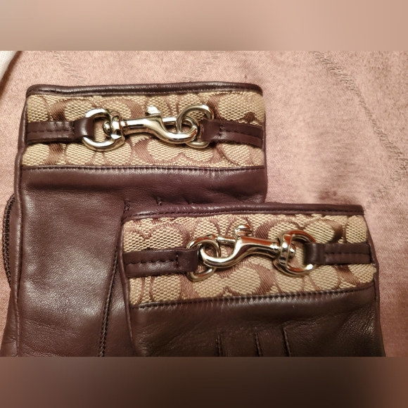 Vintage Coach Brown Leather Gloves Signature Trim and Horsebit Detail Sz 7 - Picture 4 of 8